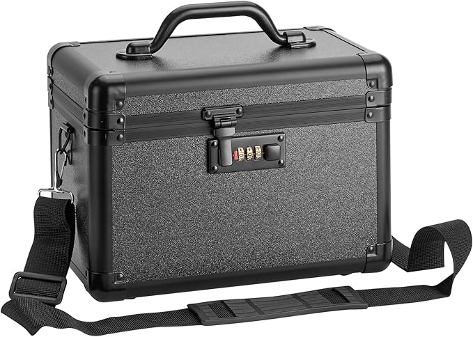 Medicine Lock Box, Lockable Storage Box for Drugs, Childproof Medication Storage with Combination Lock for Dorm/Outdoor/Home Personal Pill Organizers (Medium 11.2x7.4x6.8 Inch) Black by GODLONSEN