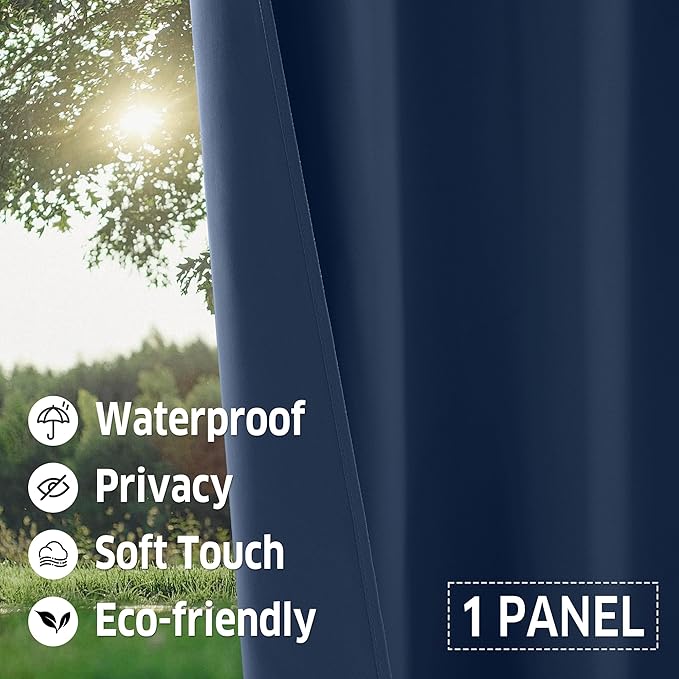 RYB HOME Extra Wide Outdoor Curtains for Patio Waterproof Tab Top Heavy Duty Thermal Insulated in Summer Full Coverage Privacy for Porch, Gazebo & Pergola, W100 x L84, Navy Blue, 1 Panel - Image 5