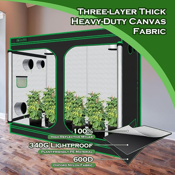 10x5 Grow Tent, 120"x60"x78" 600D Mylar Hydroponic Growing Tents for Plants Inside Reflective Grow Tent Growing Room Hydroponic System - Image 5
