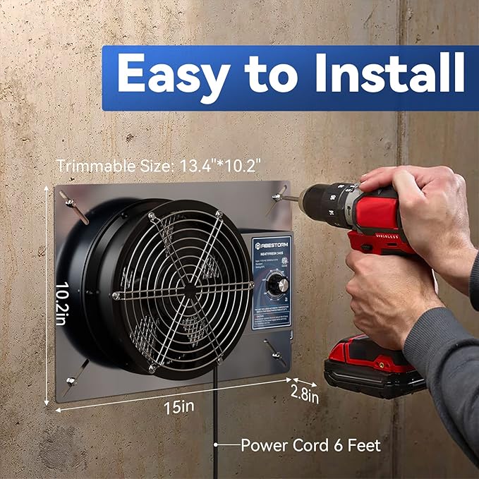 Abestorm 540CFM Crawlspace Ventilation Fans IP-55 Grade Basements Vent Fan 8.7 inches Ventilator Fan with Freeze Protection Thermostat Dehumidistat for Crawl Space Basement Attic Garage, Exhaust - Image 3