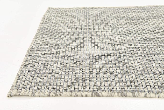 Unique Loom Collection Casual Transitional Solid Heathered Indoor/Outdoor Flatweave Area Rug (2' x 6' 1" Runner, Light Gray/Ivory) - Image 9