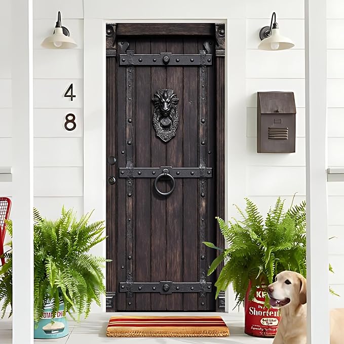 3D Door Decals Stickers Peel Stick Wall Murals Vinyl Wallpaper Self-Adhesive Mural Door Covers Decorative for Furniture Home Decor Wrinkle-Resistant Waterproof - Image 4