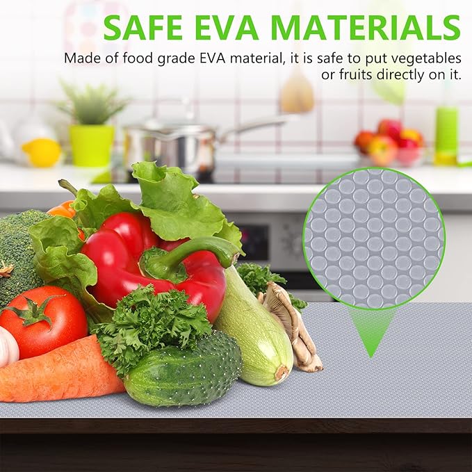 Shelf Liners for Kitchen Cabinet Refrigerator Liners Waterproof Kitchen Cupboard Liner Drawer Mats EVA Material Non Adhesive Fridge Mats for Shelves Clear 2 Rolls 11.8 x 236.2 Inches - Image 5