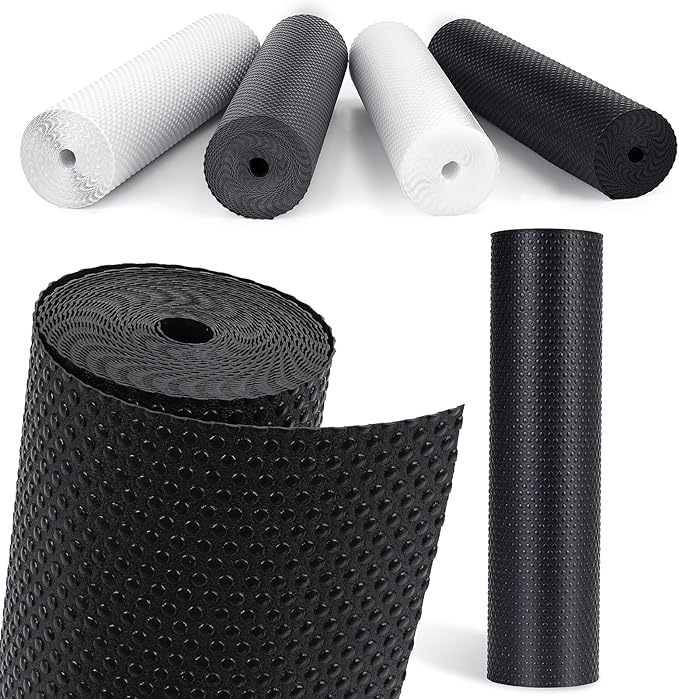 Drawer Liners, Waterproof Shelf Liner, Anti-Slip Non-Adhesive BPA Free Kitchen Cupboard Cabinet Liner Refridge Fridge Mats Sink Protector Strong Durable for Home (Black/11.8in x 20Ft) by MooiFun