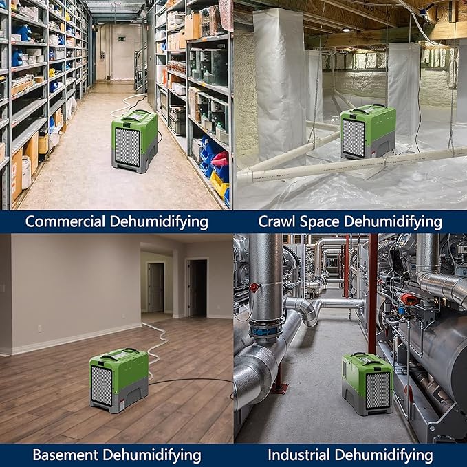 ALORAIR 180PPD LGR Commercial Dehumidifier with Pump for Basement Warehouse & Job Sites, Large Space Crawl Space Dehumidifier for Efficient Water Damage Restoration,5 Years Limited Warranty, Green - Image 6