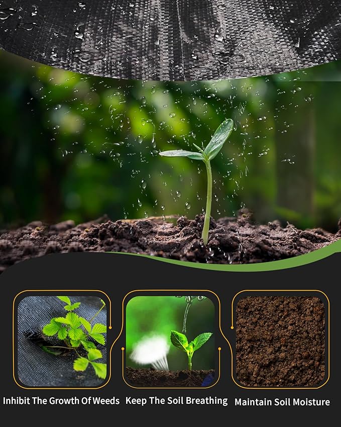 6.5ftx300ft Weed Barrier Landscape Fabric Heavy Duty, Premium 3OZ Garden Geotextile Fabric, Outdoor Weed Blocker Landscaping Fabric, for Driveway Mats, Erosion Control, Ground Cover Weed Barrier - Image 5