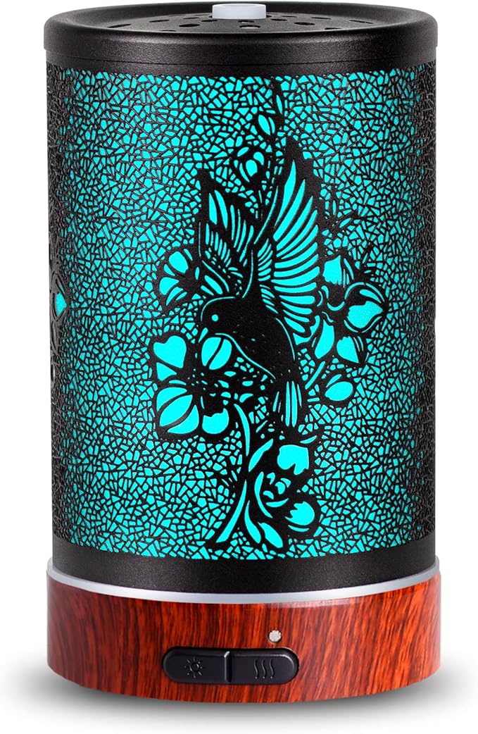 Essential Oils Diffuser,Aromatherapy Diffuser,Birthday Gifts for Women Mom Grandma,Metal Cool Mist Humidifier with 7 Colors Lights Waterless Auto Off Air Diffusers (A-Hummingbird) by Kobodon