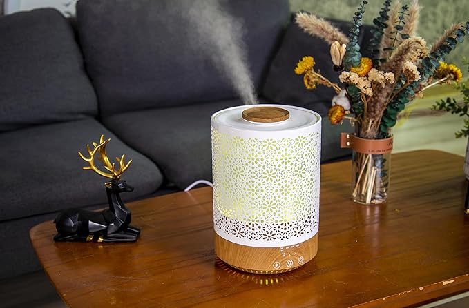 BlueHills 2500 ML Humidifier with Essential Oil Diffuser Combo Aroma Home Décor Design for Large Bed Bath Kids Baby Living Rooms Big Capacity LED Lights Scent Ultrasonic Cool Mist Wood Grain F006 - Image 6