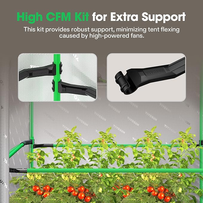 VIVOSUN P108 120"×120"×80" PRO Grow Tent 10x10 ft, with Thick 1 inch Poles, Strengthened High Reflective Mylar Oxford Fabric, Extra Hanging Bars & High CFM Kit for Hydroponics Indoor Plant - Image 3