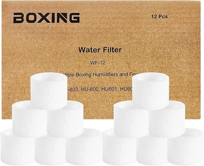 Boxing 12-Pack Top Fill Humidifier Replacement Filters, Capture Particles, Improve Humidification Efficiency, Prevent Leaking Caused by Impurities, Extend Lifespan of Humidifier HU-802, HU-602 by BOXING