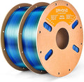 ERYONE Silk Dual Color PLA Filament 3D Printer 1.75mm +/- 0.03mm, Bicolor Filament Two Tone PLA Bundle 2KG Cardboard Spool, Blue Green by ERYONE