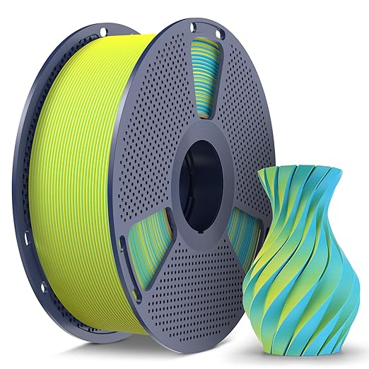 Matte PLA Filament 1.75mm, 1kg(2.2lbs) 3D Printer Filament, Smooth Matte Finish, Less Brittle, Dual Color Appearance from Different Angles, YellowCyan by YOOPAI