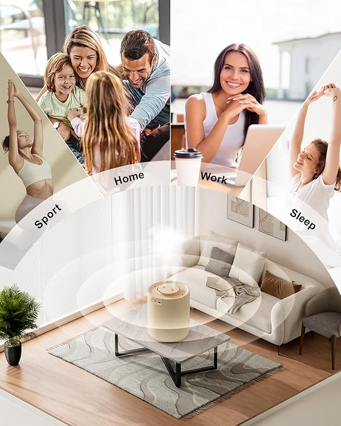 Portable Small Humidifier, 1500ml Small Humidifiers for Bedroom Baby, 1800mAh USB Personal Desktop Portable Humidifiers for Travel,Office, Car, Home, Auto Shut-Off, 3 Mist Modes, Super Quiet - Image 6