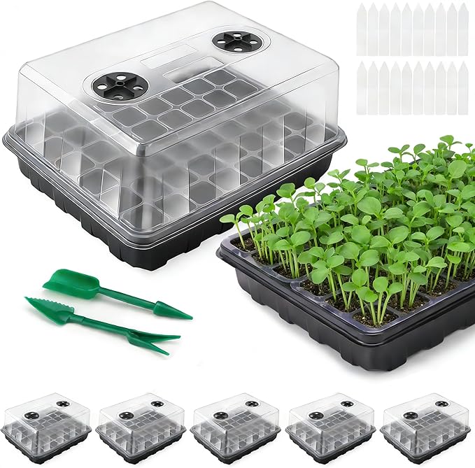Seed Starter Tray, Seedling Starter Trays for Starting Plant Seeds, Indoor Gardening Plant Germination Trays, Black, 5PCS by Ryscam