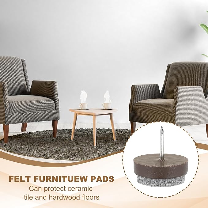 PATIKIL 24 mm Nail-on Felt Pads, 72 Pcs Round Felt Furniture Sliders Pads Heavy Duty Floor Protectors for Wooden Chair Sofa Cabinet Table Leg Feet Hardwood Floors, Black/Brown/White - Image 4