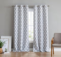 HLC.ME Lattice White and Grey Curtains - Weather Insulated Curtains, Sun Blocking Window Treatment Draperies for Living Room - Set of 2-37 W x 84 L - Platinum White & Grey by HomeLinenCollections
