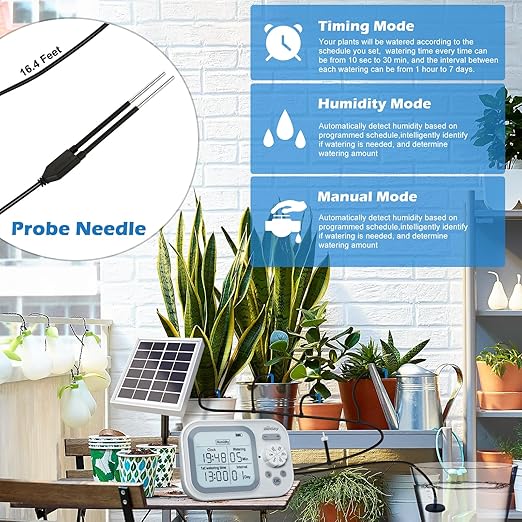 Solar Automatic Drip Irrigation System Houseplant Auto Self Watering Device Waterer for 15 Potted Plants Outdoor Indoor Garden Balcony Vacation While Away - Image 4