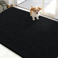OLANLY Dog Door Mat for Muddy Paws 48x30, Absorbs Moisture and Dirt, Absorbent Non-Slip Washable Doormat, Quick Dry Chenille Mud Mat for Dogs, Entry Indoor Entryway Carpet for Inside Floor, Black by OLANLY
