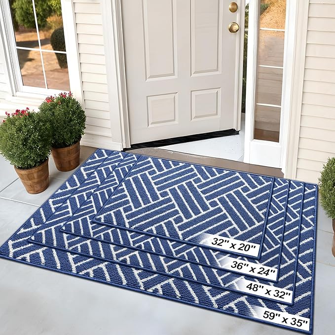 OLANLY Indoor Door Mat, 48x32 Inch, Dirt Resistant and Absorbent, Non-Slip Rubber Backing Floor Mats, Easy Clean Low-Profile Doormat for Entryway, Front Door, and Inside Entrance, Navy - Image 7