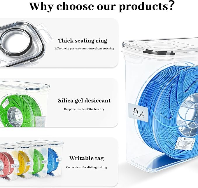 Filament Storage Box, 4 Pack Filament containers. This 3D Printer Filament Storage Box Features a Secure Sealing System That Keeps Them Waterproof and dust-Proof, Keeping Them Organized (4.0 L). - Image 3