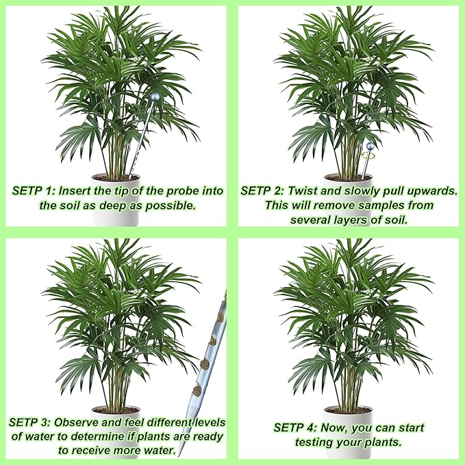 14" Soil Probe for House Plants Stainless Steel Garden Soil Sample Probe No Batteries Required Moisture Meter Soil Probe Rod for Plant Garden Farm Soil Sampling - Image 4