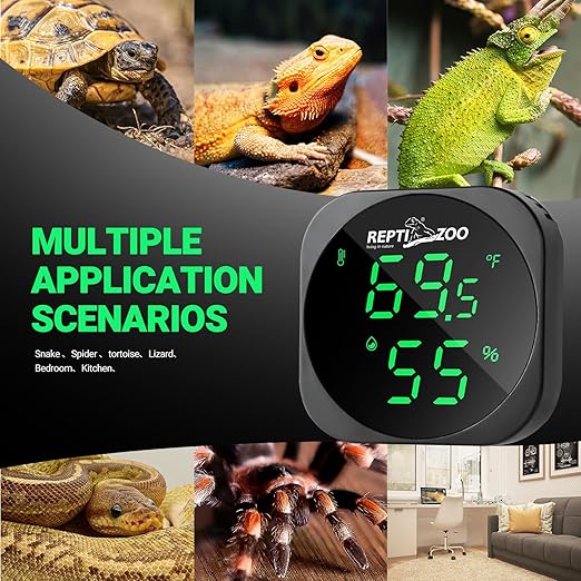 REPTI ZOO Thermometer Hygrometer, LED Digital Thermo Hygrometer for Reptile Terrarium Pet Rearing Box, Reptile Tank Thermometer with 55.2" Cable USB Power Supply - Image 5