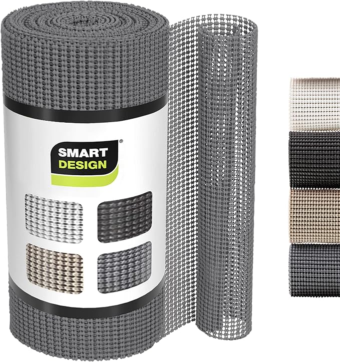 Smart Design Classic Grip Shelf Liner – 12in x 20ft – Non-Adhesive Drawer Liner with Strong Grip Helps Protect and Personalize Your Home Organization and Storage – Graphite Gray by PROMART