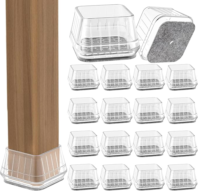 24PCS Square Chair Leg Floor Protectors for Hardwood Floors, Thicken Rubber Chair Leg Cap Covers, Non Slip Furniture Leg Pads to Protect Wood Tile Floors from Scratches and Reduce Noise by Violibar