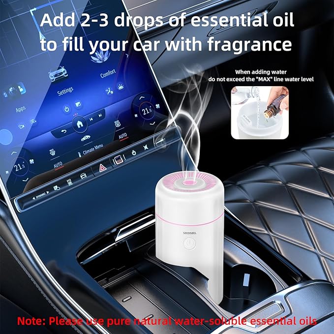 100ML Car Diffuser Humidifier, Cool Mist Air Essential Oil Diffuser with 7-LED Color Changing, Suitable for Car - Image 4