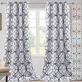 H.VERSAILTEX Blackout Curtains Printed Design 96 Inch Length 2 Panels Set Thermal Insulated Curtains for Bedroom for Living Room Modern Grommet Window Drapes - Dark Denim and Grey by HVERSAILTEX