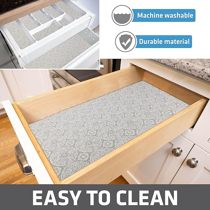 Drymate Premium Luxury Shelf & Drawer Liner, Thick Cushioned Fabric, Non-Adhesive, Absorbent, Waterproof, Slip-Resistant, Liners for Kitchen Cabinets, Cupboards (USA Made)(12”x59”)(24-Pack)(Tan) - Image 6