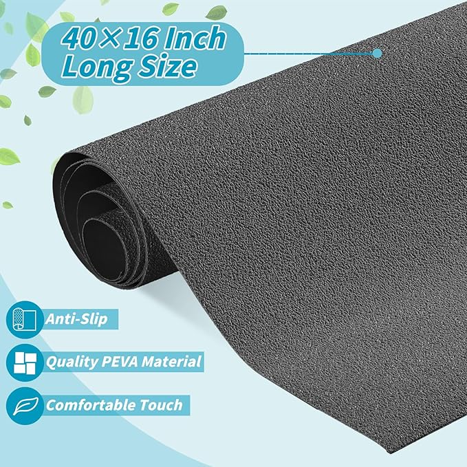 16" x 40" Non Slip Bathtub Mat with Drain Cut Out Anti Slipping Non Skid Safe Tub Mat Adhesive Peel and Stick Bath Tub Mat PEVA Tub Sticker for Shower Floor Boat Wet Areas(Dark Gray) - Image 2