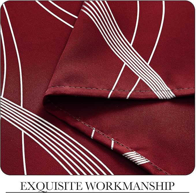 NICETOWN Blackout Curtains 84 inch Length 2 Panels Set, Noise Reducing Thermal Insulated Wave Line Foil Print Design Blackout Curtains for Patio Sliding Glass Door (Burgundy Red, 52-inch Width) - Image 5
