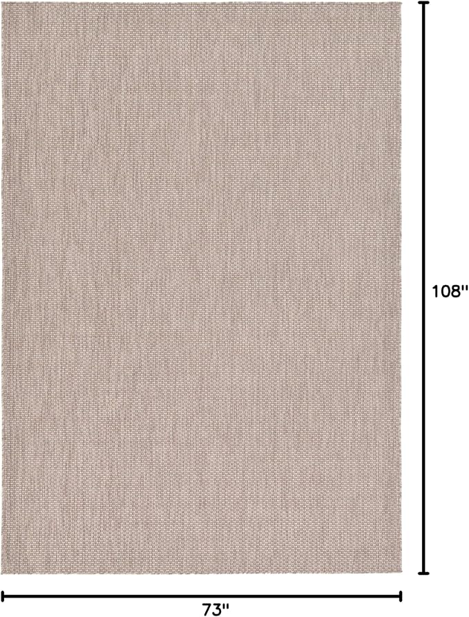 Unique Loom Collection Casual Transitional Solid Heathered Indoor/Outdoor Flatweave Area Rug (6' 1" x 9' Rectangle, Beige/Ivory) - Image 2