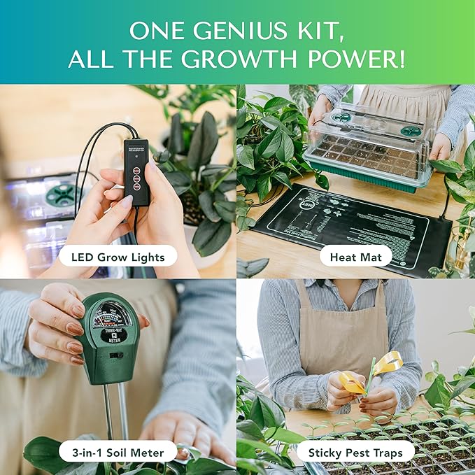 Seed Starter Kit with Grow Lights & Heat Mat – 40-Cell Seed Starter Tray, Humidity Dome, Soil Moisture Meter & Sticky Gnat Traps – Indoor Greenhouse & Plant Propagation Station - Image 4