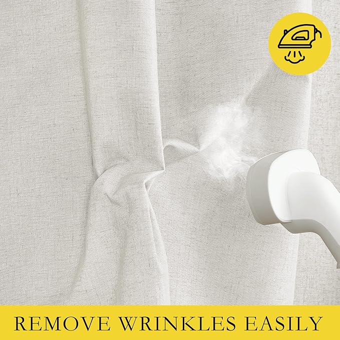 NICETOWN 100% Blackout Linen Texture Curtains 70 inches Long, Ivory, 2 Pcs, Thermal Insulated Full Blackout 2-Layer Lined Drapes, Energy Efficiency Window Draperies for Boy's Room - Image 7