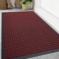 Smiry Front Door Mat Outside Entrance, Heavy Duty Natural Rubber Doormat, Non Slip, Trap Dirt and Moisture, Easy Clean, Low Profile Welcome Floor Mats for Indoor Outdoor Entry, 59x34 Inch, Red by Smiry