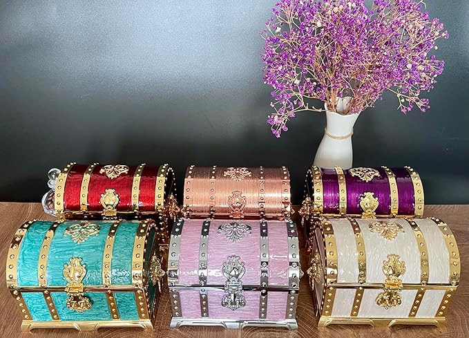 Large Double-layer Retro Metal Jewelry Chest, Pirate-style Lion Head Relief Treasure Box With Lock Women's Jewelry Storage (Oil Painting White Golden) - Image 5