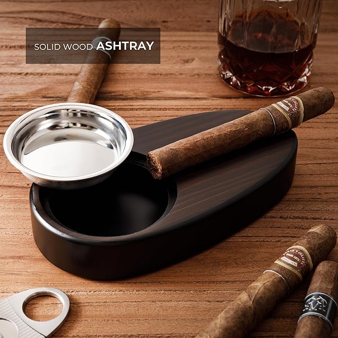 Woodronic Cigar Humidor for 50 Counts with Digital Hygrometer, Spanish Cedar Lined & Divider, Crystal Gel Humidifier, Cigar Cutter & Ashtray, Glass Top Desktop Case Gift for Fathers - Image 5