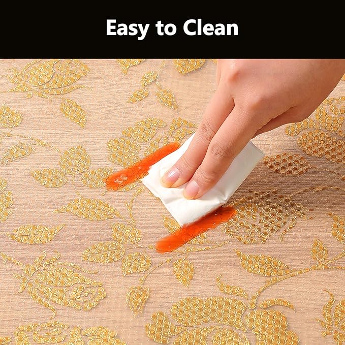 INNOLITES Shelf Liner for Cabinets, Non-Adhesive for Kitchen Drawer Liner, Waterproof Shelf Paper with Floral Pattern, Durable Easy to Clean (Golden Rose, 17.7" x 360") - Image 8