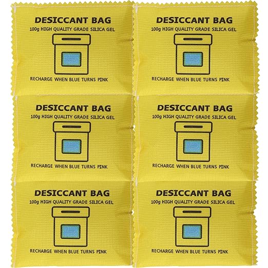 100g Rechargeable Desiccant Silica Gel Beads Pack Lab Desiccants Bag Rechargeable Moisture Absorbing for Storage Bins and Totes(6pack) by Gimehome