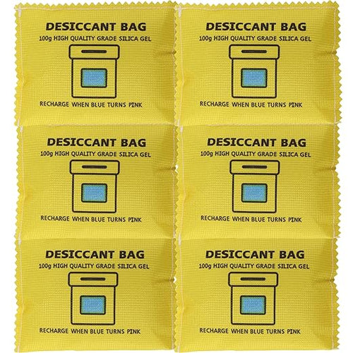 100g Rechargeable Desiccant Silica Gel Beads Pack Lab Desiccants Bag Rechargeable Moisture Absorbing for Storage Bins and Totes(6pack) by Gimehome
