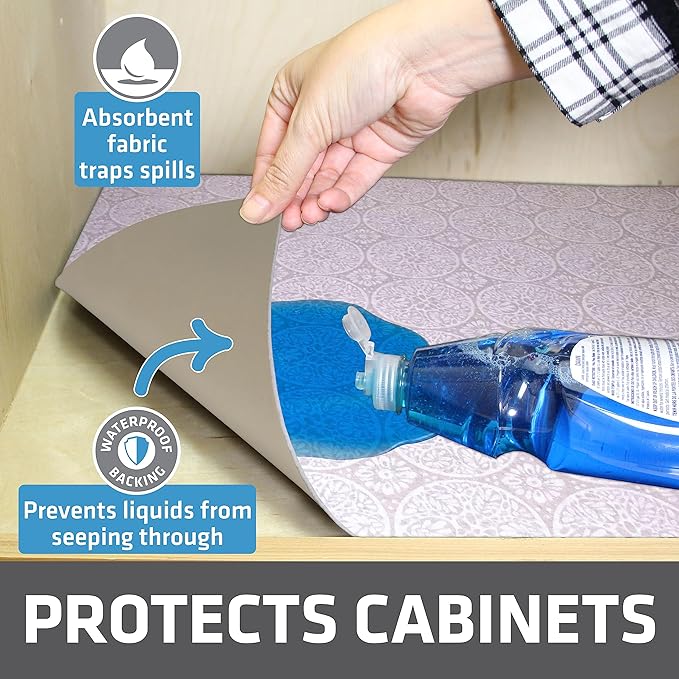 Drymate Premium XL Under Sink Mat, Waterproof Cabinet Protection Mats for Kitchen & Bathroom, Absorbent Shelf Liners, Slip-Resistant, Non-Adhesive, Machine Washable (USA Made)(24”x59”)(Tan) - Image 2