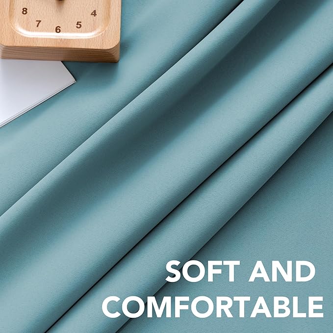 H.VERSAILTEX Blackout Curtains Thermal Insulated Window Treatment Panels Room Darkening Blackout Drapes for Living Room Back Tab/Rod Pocket Bedroom Draperies, 52 x 45 Inch, Aqua, 2 Panels - Image 5