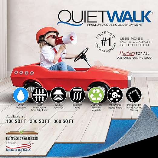 QuietWalk Underlayment 360 sq ft – 3 mm Thick – for Laminate & Hardwood Floors – Approved for Pre-Attached Pad – Recycled Fiber – Floating Install – Sound & Moisture Barrier – Made in USA - Image 13