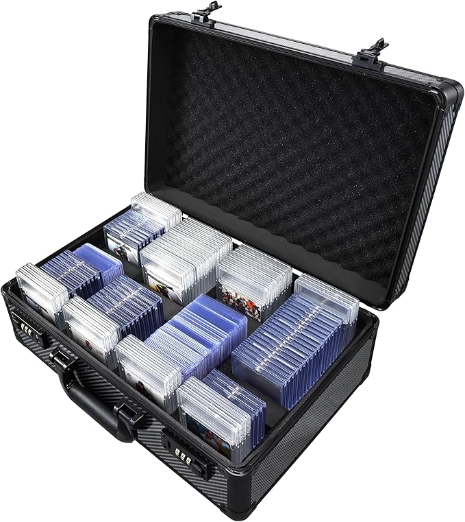 Large Graded Card Storage Box 4-Row with Combo Lock - Sports Trading Cards Case for 150+ Slabs, 540+Toploaders or 1500+ Loose Cards by Boldblox
