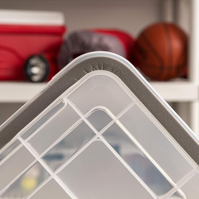 IRIS USA 7 Quart WEATHERPRO Plastic Storage Box with Durable Lid and Seal and Secure Latching Buckles, 6 Pack, Weathertight, Keep Pest Dust and Moisture Out, Clear/Black - Image 8