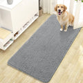 OLANLY Dog Door Mat for Muddy Paws 47x24, Absorbs Moisture and Dirt, Absorbent Non-Slip Washable Doormat, Quick Dry Chenille Mud Mat for Dogs, Entry Indoor Entryway Carpet for Inside Floor, Grey by OLANLY