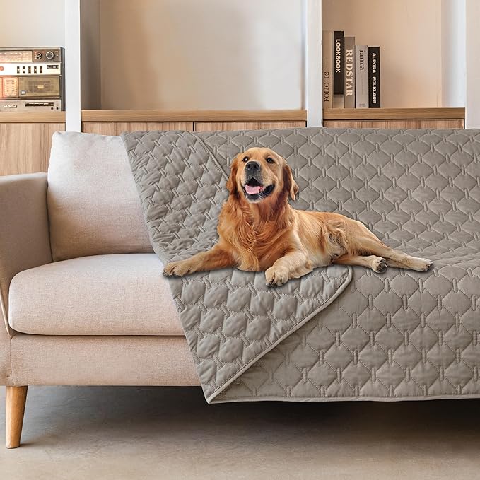 gogobunny 3X Stronger Waterproof Pet Blanket, Scratch Proof Furniture Protector for Dogs Cats, Reversible Cover 82x120 Inch, Dark Stone by gogobunny