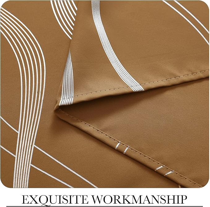 NICETOWN Gold Brown Blackout Fall Pattern Curtains for Living Room 84 inch Long, 52” Wide - Light Reducing Thermal Insulated Foil Printed Grommet Drapes for Bedroom and Nursery, 2 Panels - Image 5